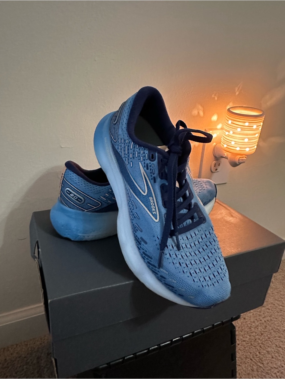 Brooks Women’s Light Blue Knit Running Shoes with Navy Accents